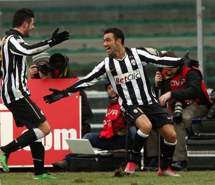 Juventus' Fabio Quagliarella, Right, Celebrates