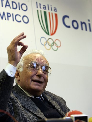 Italian Olympic Committee's Anti-doping Prosecutor Ettore Torri Gestures