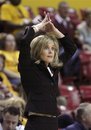 Arizona State coach Charli Turner Thorne reacts to her team's play against UCLA in the first half of an NCAA basketball game Saturday, Feb. 26, 2011, in Tempe, Ariz.