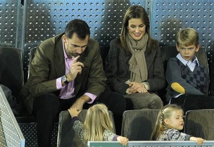 Spain's Crown Prince Felipe, Top Left, Gestures