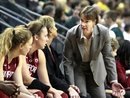 Stanford's head coach Tara VanDerveer, right, talks to her team during the second half of an NCAA college basketball game against Oregon on Thursday, Jan 27, 2011, in Eugene, Ore. Stanford won 91-56.