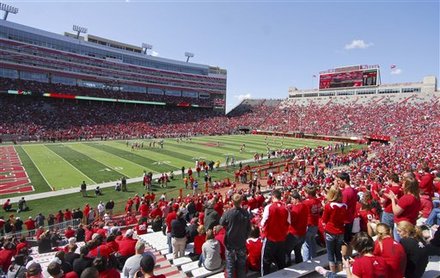 Nebraska football fans fill Memorial Stadium to watch the annual Nebraska Red-White NCAA college football spring game in Lincoln, Neb., Saturday, April 16, 2011. Red beat White 32-29.