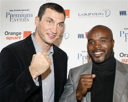 FILE - In This Oct. 24, 2011 File Picture French Boxer Jean-Marc Mormeck, Right, Poses With World Title Holder
