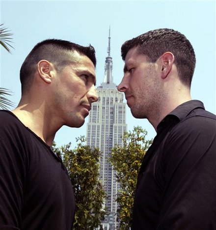 Boxers Sergio "Maravilla" Martinez, Left, From Quilmes, Argentina, And "Dazzling" Darren Barker, From London, Pose For