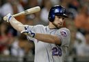 New York Mets ' Daniel Murphy (28) hits a two-run single against the Detroit Tigers in the seventh inning of a baseball game in Detroit, Wednesday, June 29, 2011.