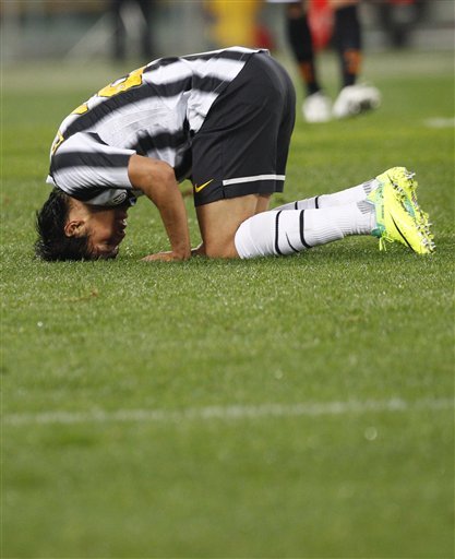 Juventus' Marcelo Estigarribia Of Paraguay, Reacts