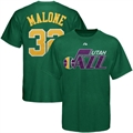 Majestic Utah Jazz #32 Karl Malone Green Retired Player Throwback T-shirt