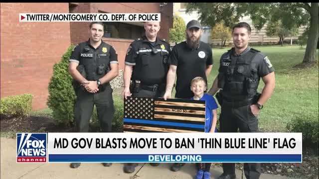 Police station banned from displaying thin blue line flag