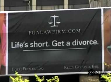 This screen grab from ABC News Video shows a controversial billboard for a Chicago law firm. (Screen grab from ABC News Video)