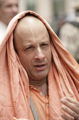A man from the Hare Krishna Movement  participates in the Ratha ...